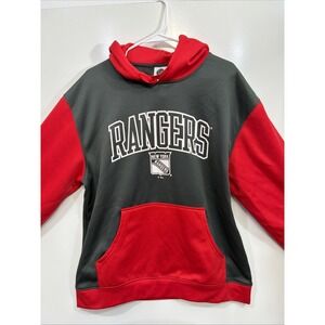 NEW YORK RANGERS NHL PULL‎ OVER HOODIE RED AND GRAY LARGE